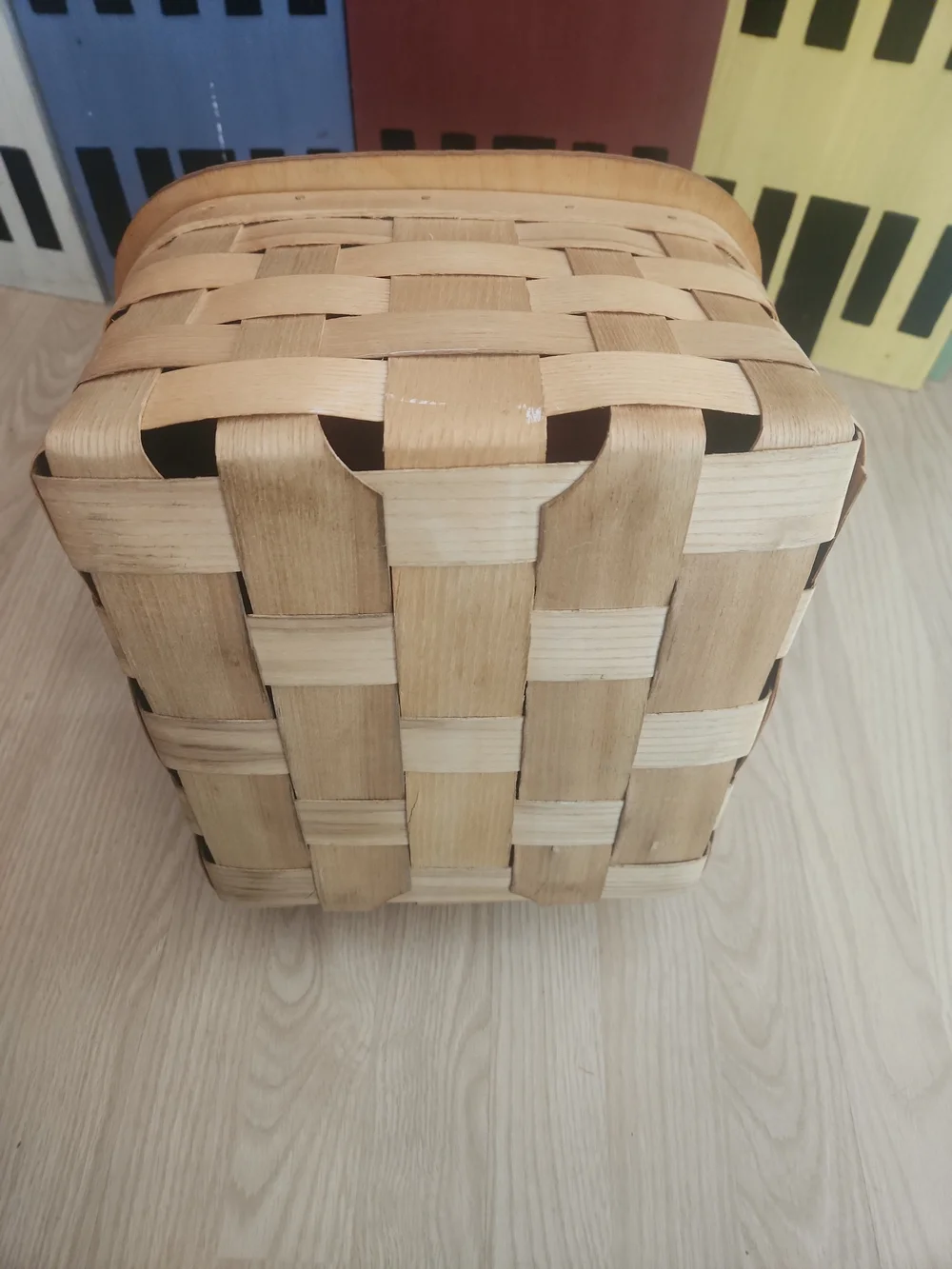 Woven Picnic Basket with Red Folding Blanket